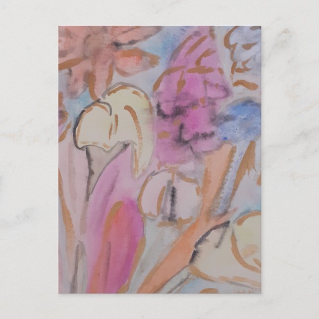Cartão Postal Abstrato Pastel Floral (Frente)