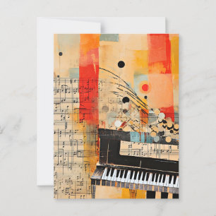 Cartão Postal Abstrato Piano Montage art