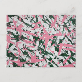 Cartão Postal Abstrato pintura a rosa e verde