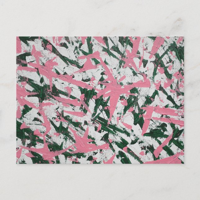 Cartão Postal Abstrato pintura a rosa e verde (Frente)