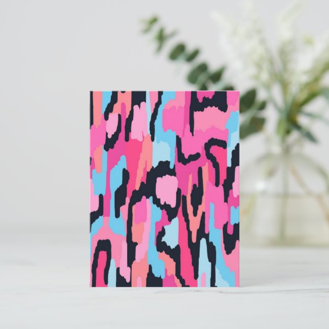 Cartão Postal Abstrato Pop cor-de-rosa (Em pé/Frente)