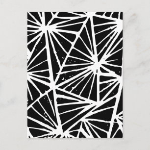 Cartão Postal Abstrato preto e branco triângulos Lino Cortado