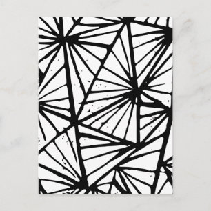 Cartão Postal Abstrato preto e branco triângulos Lino Cortado