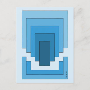 Cartão Postal Abstrato retangular em azul