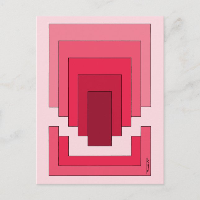 Cartão Postal Abstrato retângulo em vermelho (Frente)