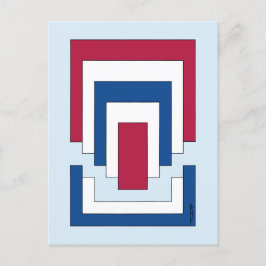 Cartão Postal Abstrato retângulo em vermelho, branco e azul