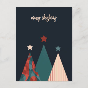 Cartão Postal Abstrato retro vermelho de natal azul