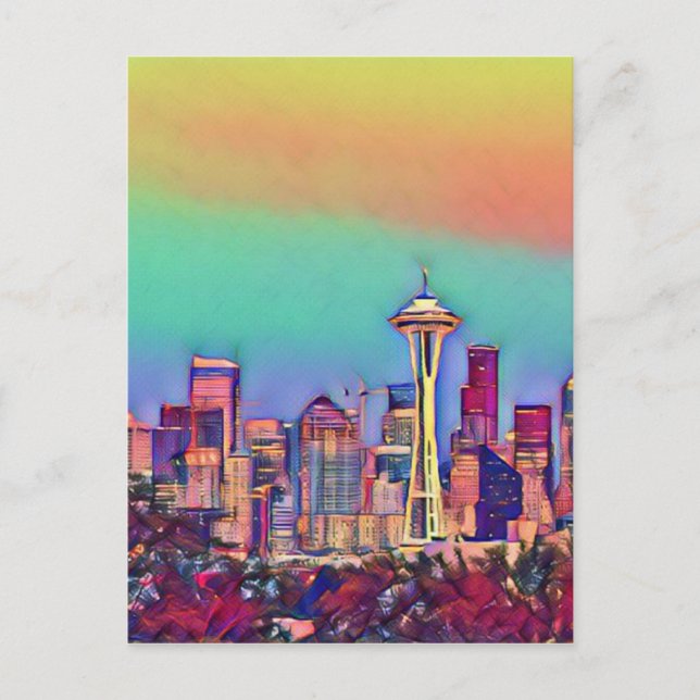 Cartão Postal Abstrato Seattle Skyline (Frente)
