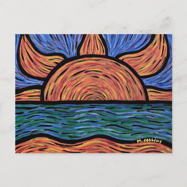 Cartão Postal Abstrato Sunset Painting (Frente)