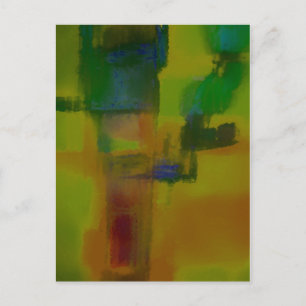 Cartão Postal Abstrato Verde Moderno Amarelo