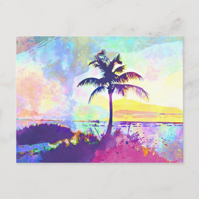 Cartão Postal Abstrato Watercolor - Beach Sunset I (Frente)