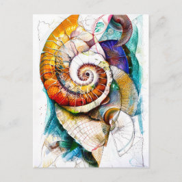 Cartão Postal Abstrato Watercolor Ilustração de um Nautilus