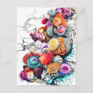 Cartão Postal Abstrato Watercolor Ilustração do Mar Colorido A