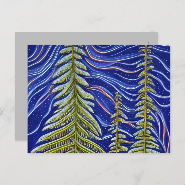 Cartão Postal Abstrato Whimsic Evergreens (Frente/Verso)