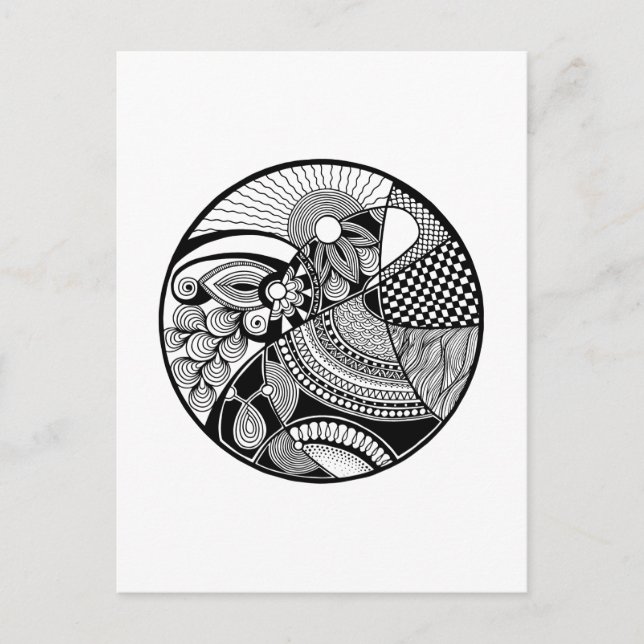 Cartão Postal Abstrato Zendala Em Círculo (Frente)