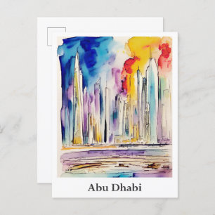 Cartão Postal Abu Dhabi Emirados Árabes Unidos Viagem de Aquarel