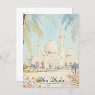 Cartão Postal Abu Dhabi UAE Gouache - Viagem de Ilustração de Pi