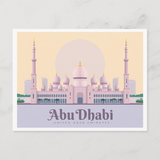 Cartão Postal Abu Dhabi UAE Pastel Viagem (Frente)