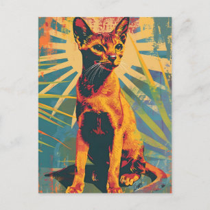 Cartão Postal Abyssinian Cat Vintage Art
