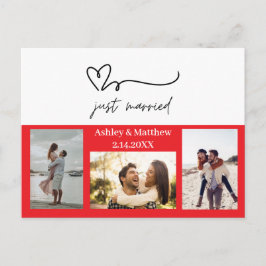 Cartão Postal Acaba de Casar 3 Anúncio de Casamento com Foto