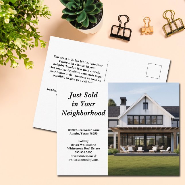 Cartão Postal Acabei de vender foto da empresa de imóveis Custom (Criador carregado)