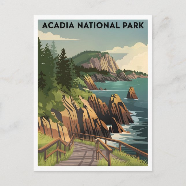 Cartão Postal Acadia National Park Vintage (Frente)
