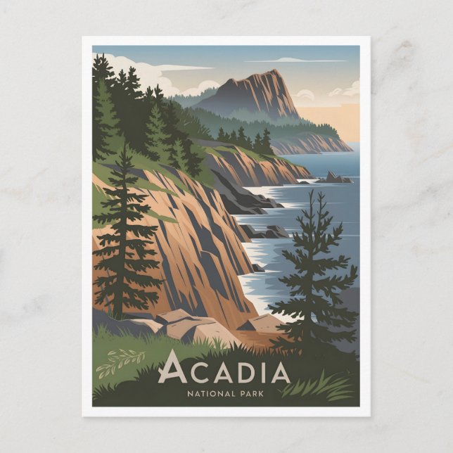 Cartão Postal Acadia National Park Vintage (Frente)