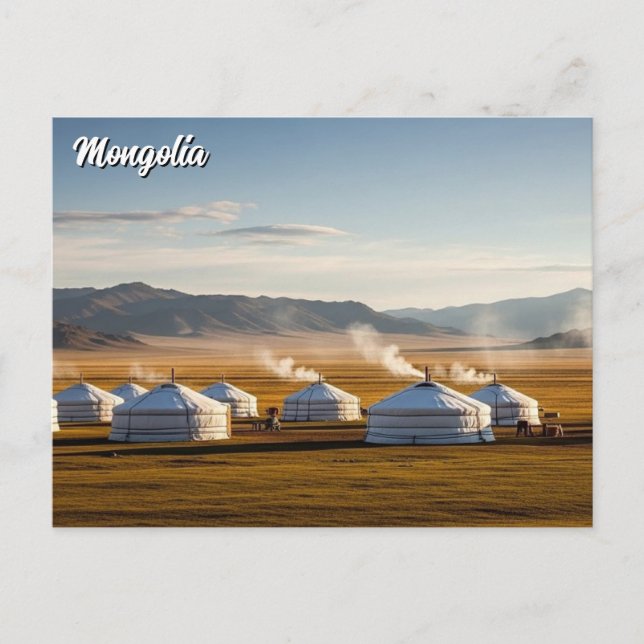 Cartão Postal Acampamento Ger Mongólia Yurt Viagem (Frente)