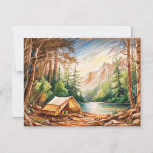 Cartão Postal Acampamento na Floresta Linda Natureza ao ar livre