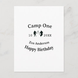 Cartão Postal Acampamento um feliz aniversário nome data camping