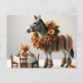 Cartão Postal Ação de Graças de Donkey Adorável