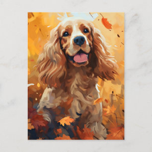 Cartão Postal Ação de Graças do Cocker Spaniel Autumn