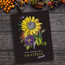 Ação de Graças Grato Antigo Floral Girassol