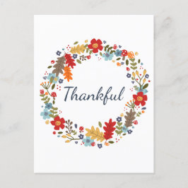 Cartão Postal Ação de Graças Grato Outono Coroa de Natal Saudaçã
