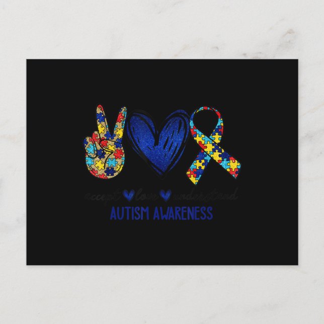 Cartão Postal Accept Understand Love Autism Awareness T-Shirt Au (Frente)
