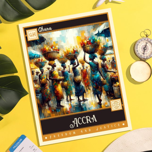 Cartão Postal Accra, Gana | Vintage Painting (Criador carregado)