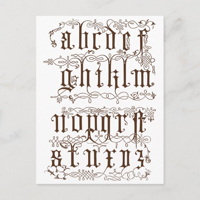 Cartão Postal Acessórios ilustrativos do alfabeto A-Z (Frente)