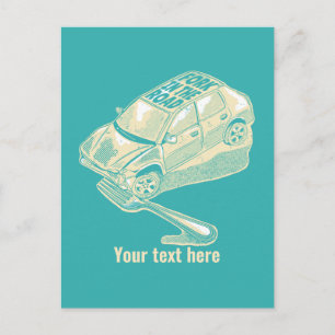 Cartão Postal Acidente de carro em uma bifurcação na estrada