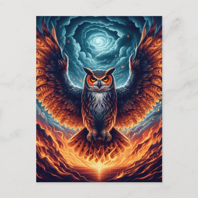 Cartão Postal Acima e Abaixo - Wise Owl Art (Frente)