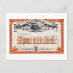 Cartão Postal Ações da Ferrovia Wilkes Barre & Eastern Antigas