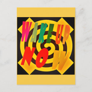 CARTÃO POSTAL ACORDAR PARA CIMA AGORA DESIGN COM COR VERMELHO PR