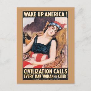 Cartão Postal Acordar WWI América Poster