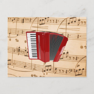 Cartão Postal Acordeão: Acordeão Vermelho, design popular,