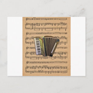 Cartão Postal Acordeão com plano de fundo de música