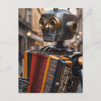 Cartão Postal acordeão tocando astronauta