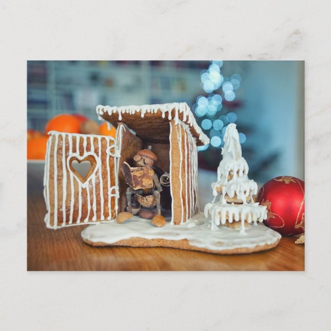 Cartão Postal Acorn elf in Christmas earth-closet relaxing  (Frente)