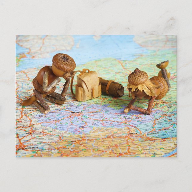 Cartão Postal Acorn elves planeja uma viagem (Frente)
