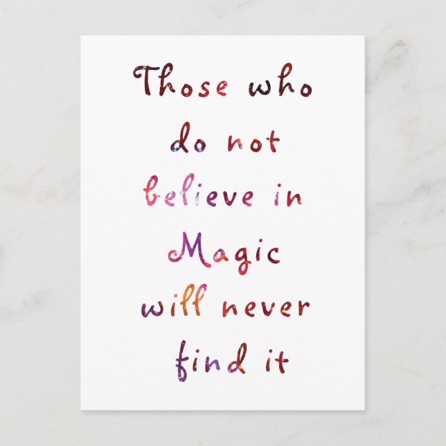 Cartão Postal Acredite em Mágica (Frente)