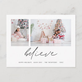 Cartão Postal Acredite no Natal Contemporâneo 2 Fotos Script
