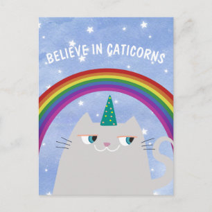 Cartão Postal Acredite nos Gatos Fofos dos Caticórnios